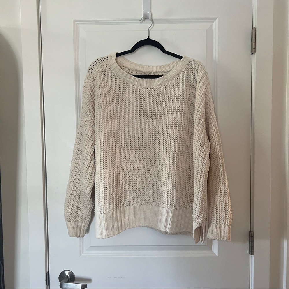 American Eagle Cream Oversized Knit Sweater